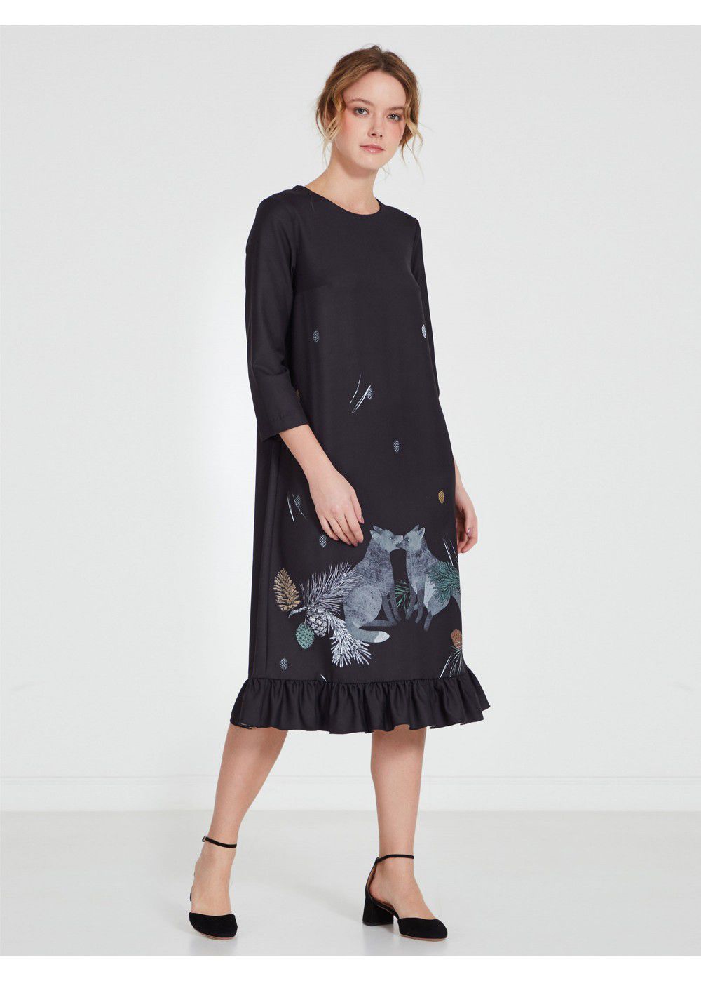 Akhmadullina Dreams Black Print Dress