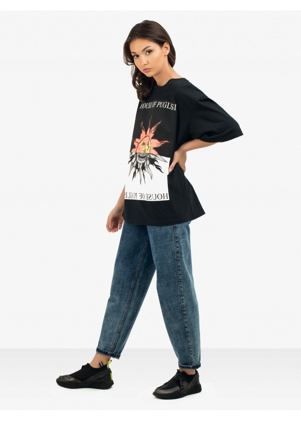 Fausto Puglisi Graphic-Print Crew Neck Black T-shirt