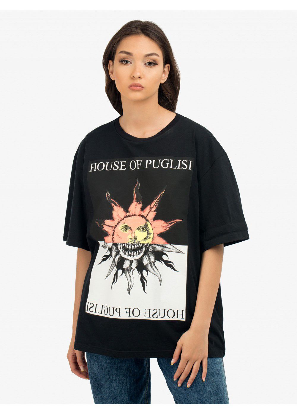 Fausto Puglisi Graphic-Print Crew Neck Black T-shirt