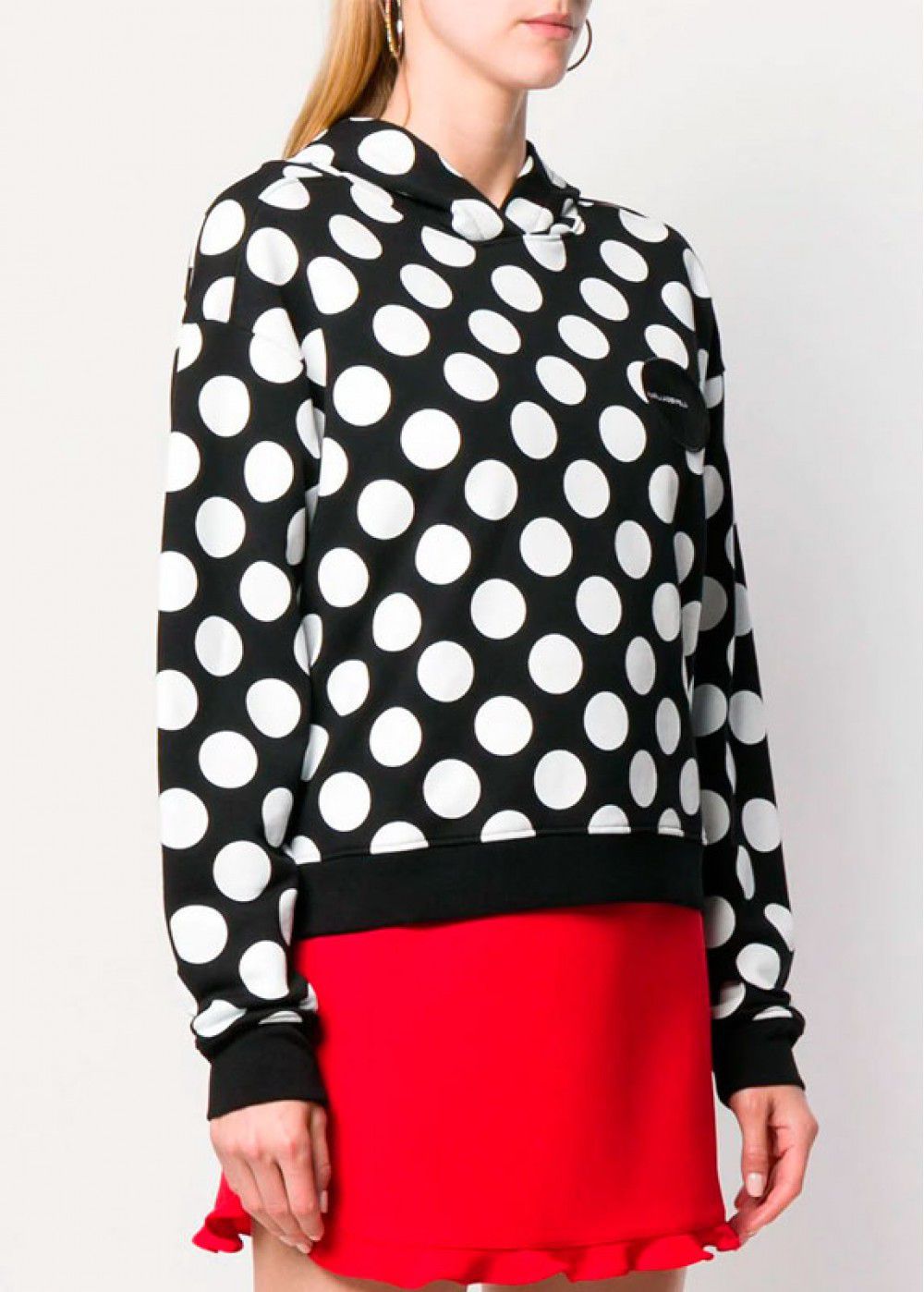 Karl Lagerfeld Logo Patch Dotted Hoodie