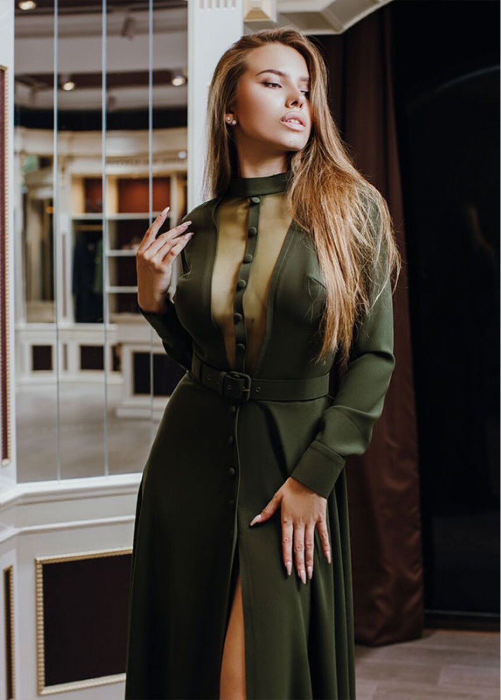 Maleone Dress with Strap and Nylon Insert