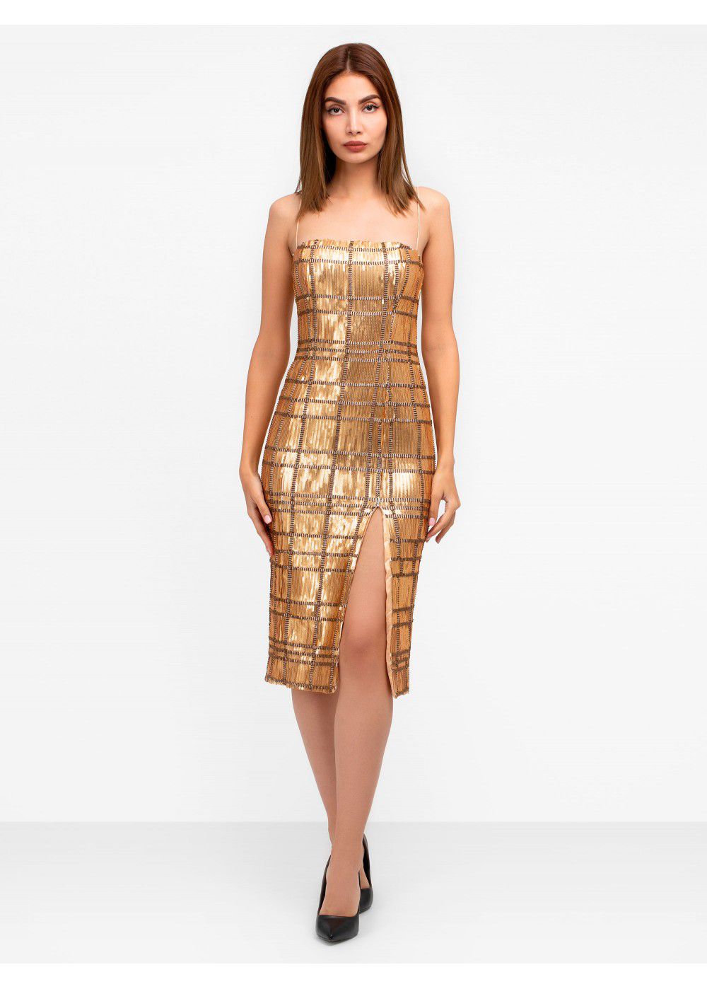 Misha Collection Yvette Sequin Gold Dress