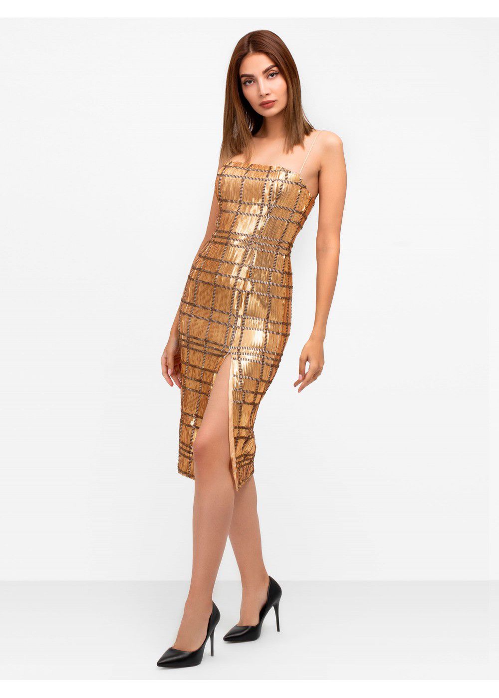 Misha Collection Yvette Sequin Gold Dress