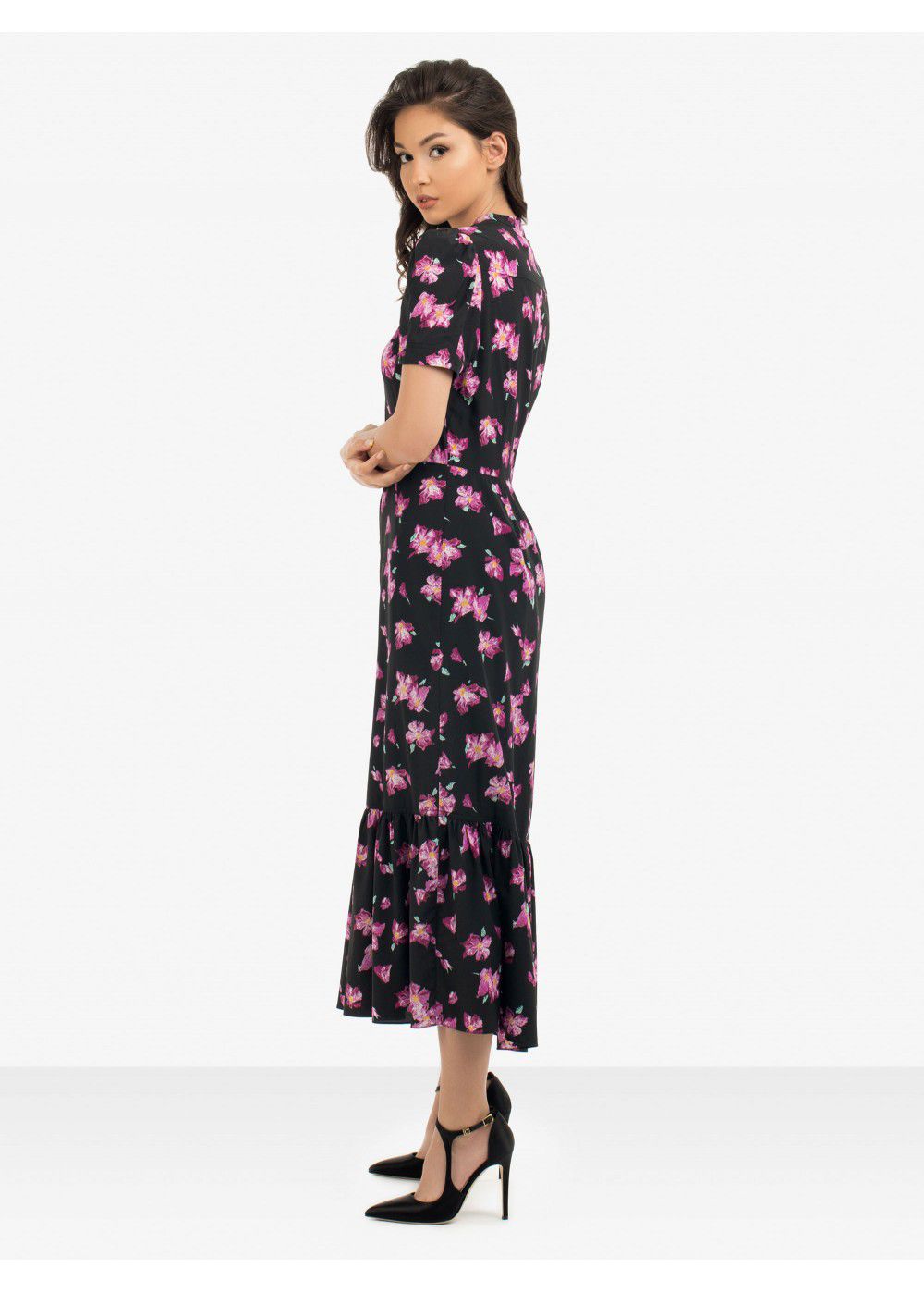 A.L.C. Dylan Floral Short-Sleeve Flounce Dress