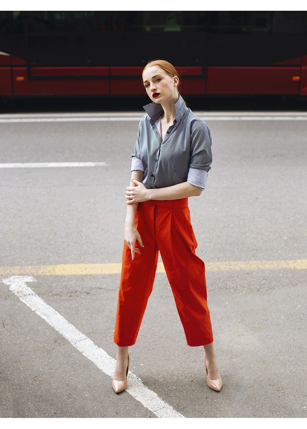 A.L.C. Short Wide Pants in Red