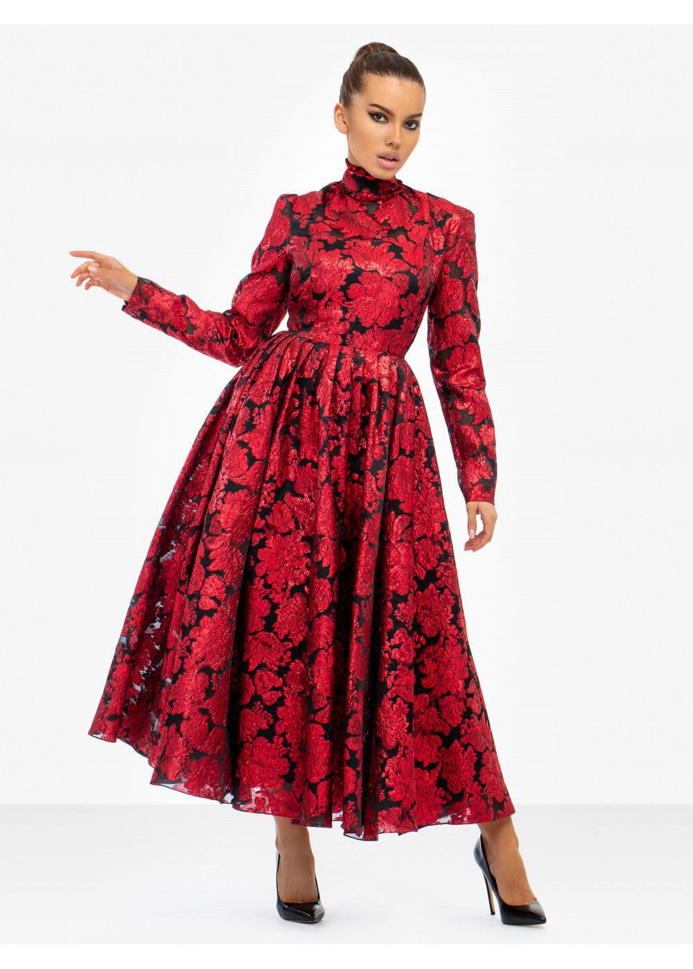 Erdem Tedora Metallic-Floral Silk-Blend Dress