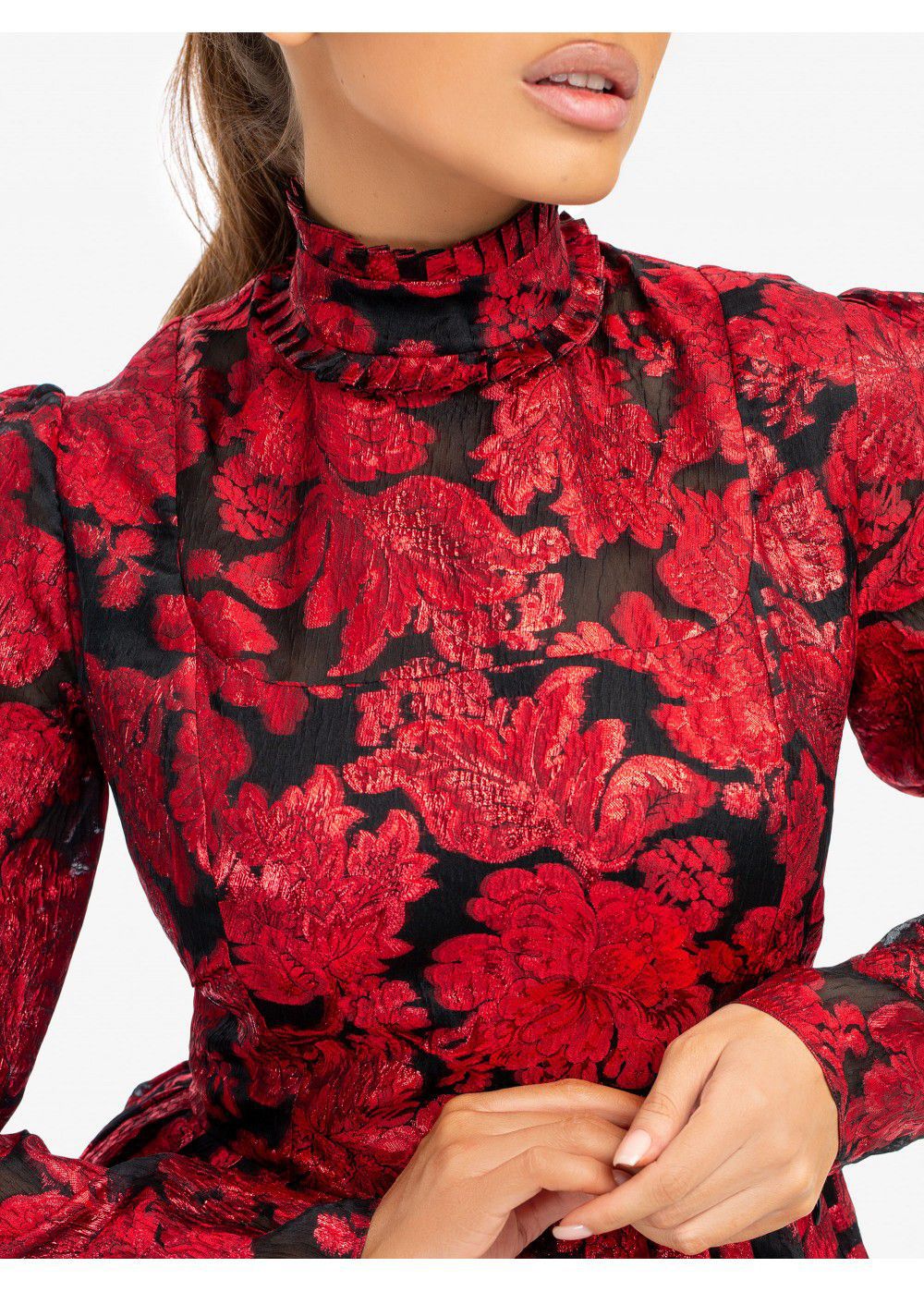 Erdem Tedora Metallic-Floral Silk-Blend Dress