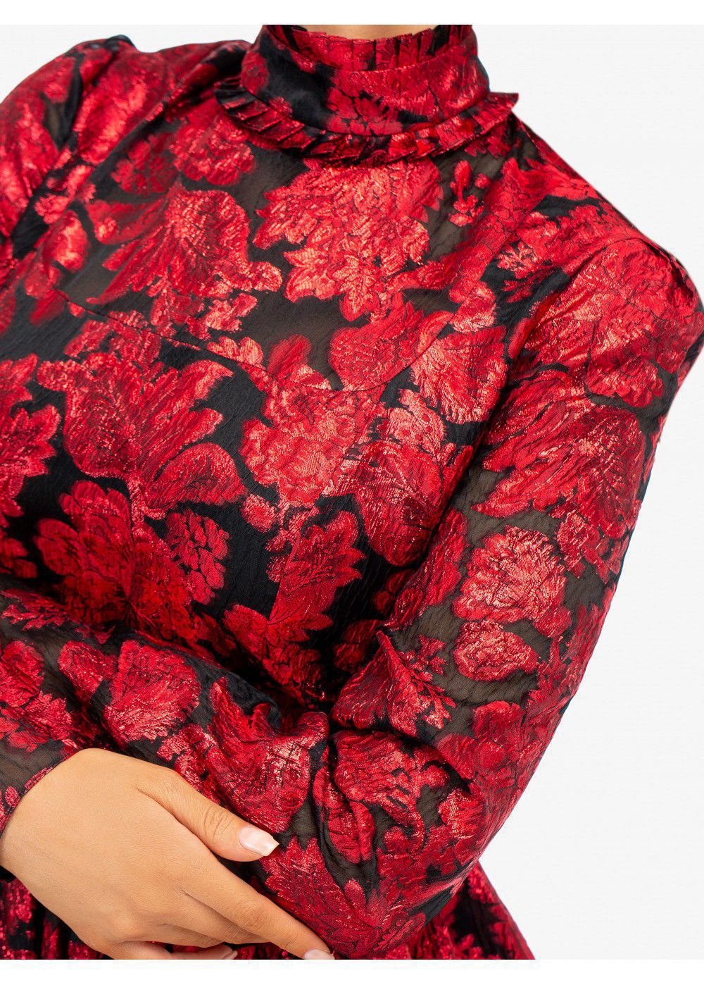 Erdem Tedora Metallic-Floral Silk-Blend Dress