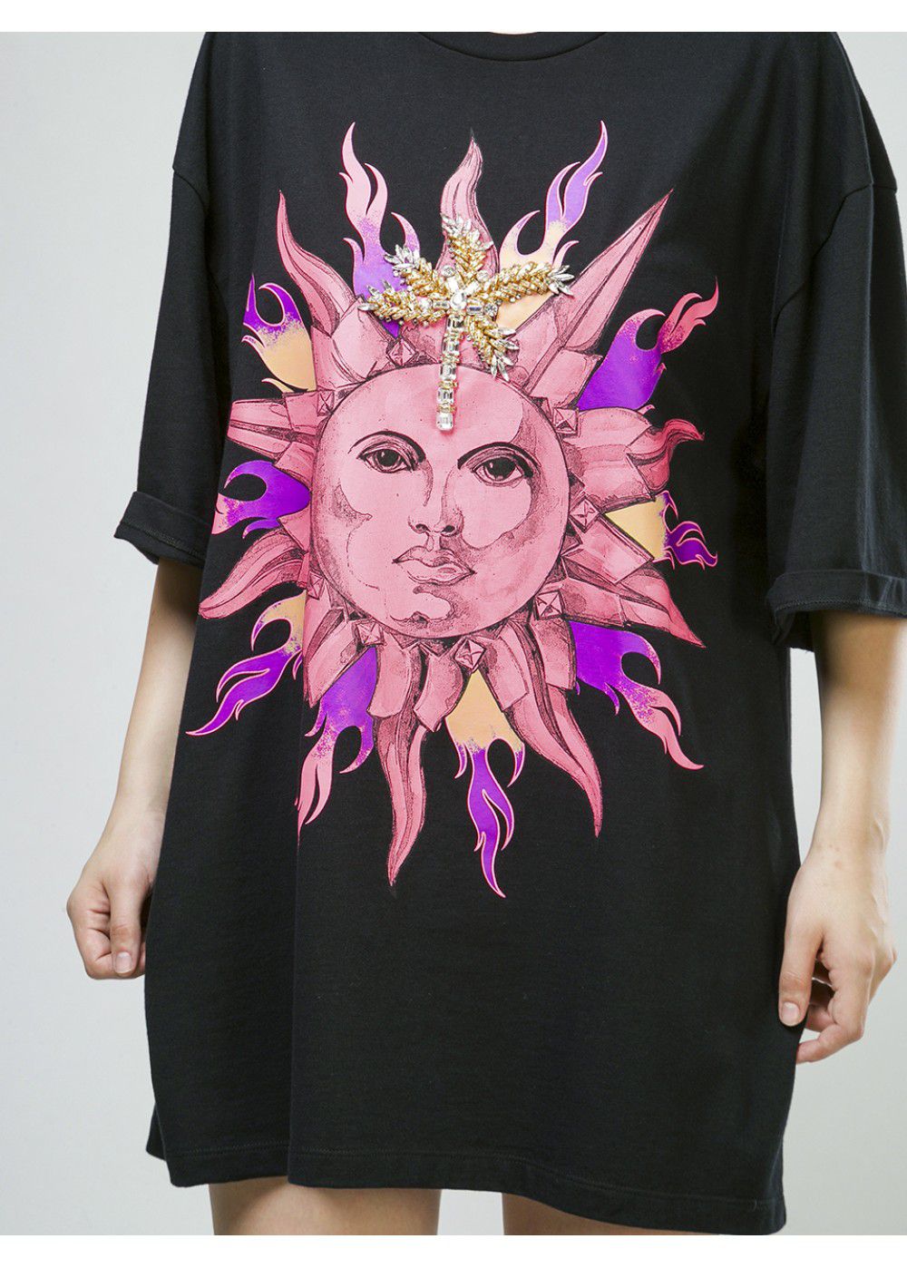 Fausto Puglisi T-Shirt in Black Pink