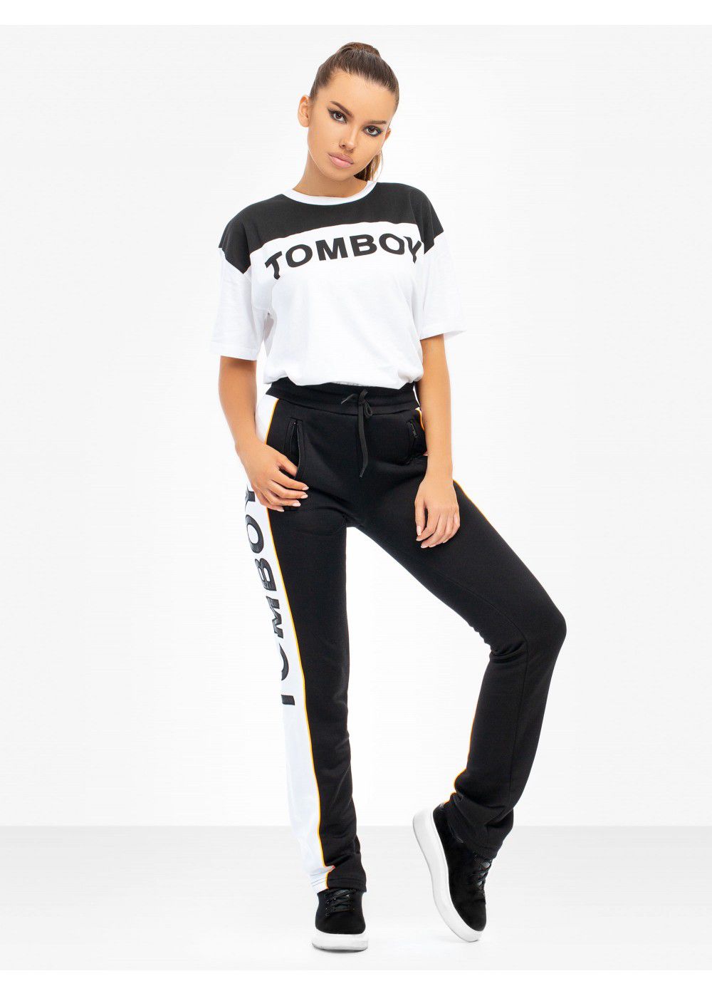 Tomboy Chelsea Tracksuit Pants in Black/White