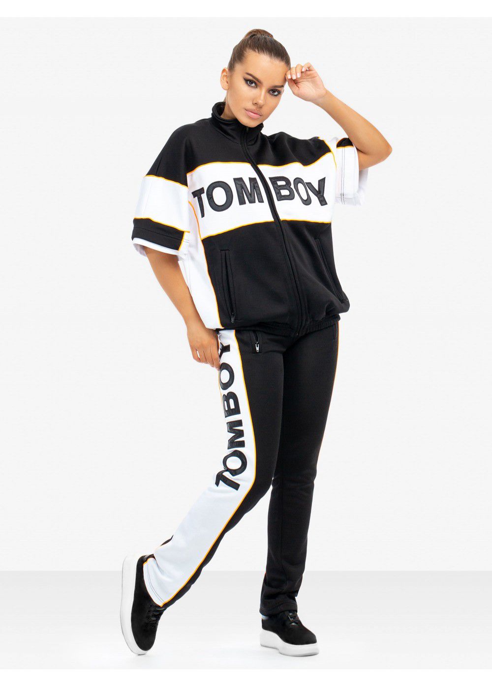 Tomboy Chelsea Tracksuit Pants in Black/White
