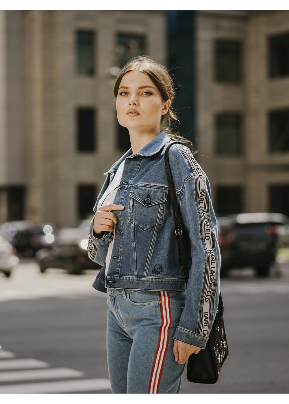 Karl Lagerfeld Logo Tape Denim Jacket