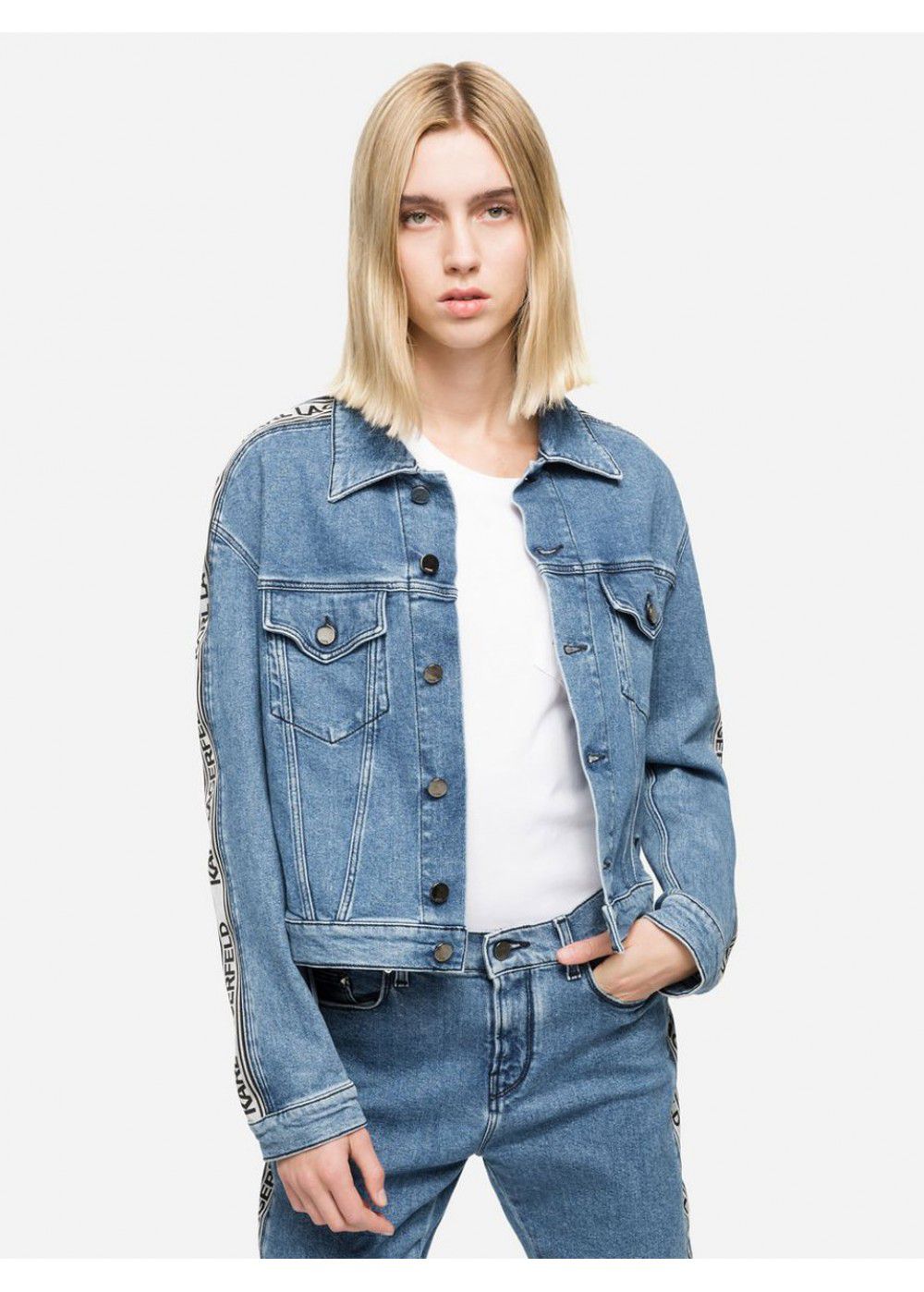 Karl Lagerfeld Logo Tape Denim Jacket