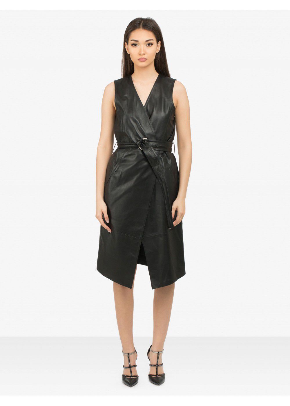 Karl Lagerfeld Leather Wrap Dress