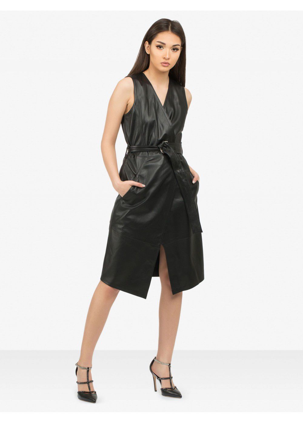Karl Lagerfeld Leather Wrap Dress