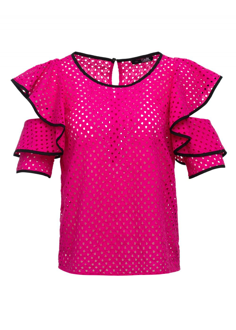 Karl Lagerfeld Broderie Anglaise Top in Fuchsia
