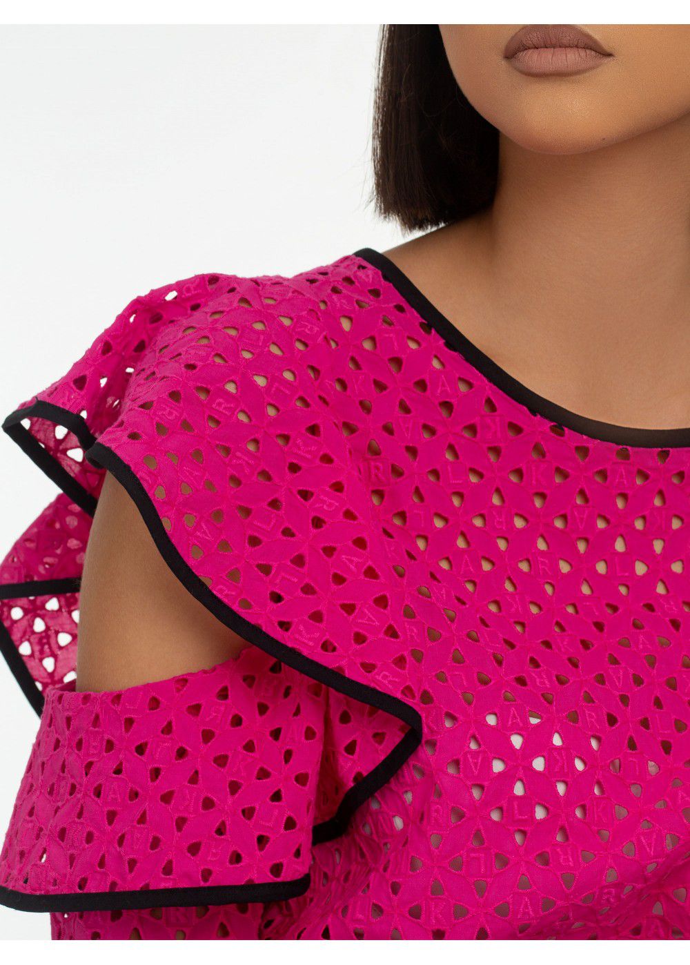 Karl Lagerfeld Broderie Anglaise Top in Fuchsia