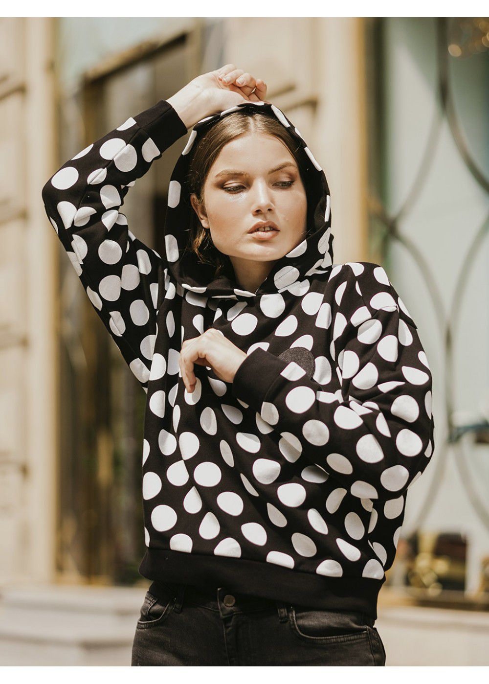 Karl Lagerfeld Logo Patch Dotted Hoodie