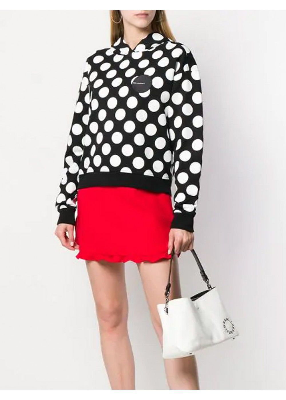 Karl Lagerfeld Logo Patch Dotted Hoodie