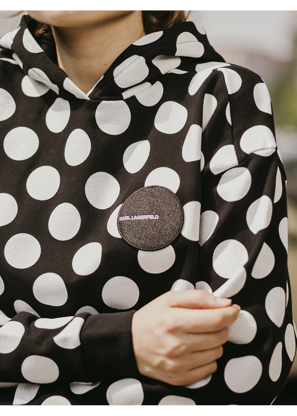 Karl Lagerfeld Logo Patch Dotted Hoodie