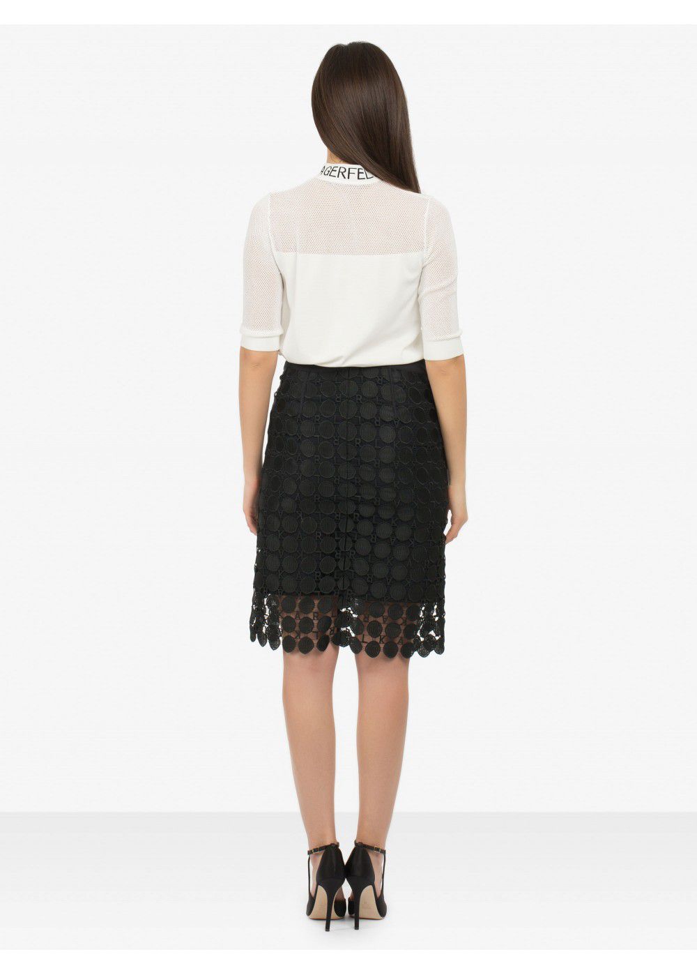 Karl Lagerfeld Circle Logo Lace Skirt