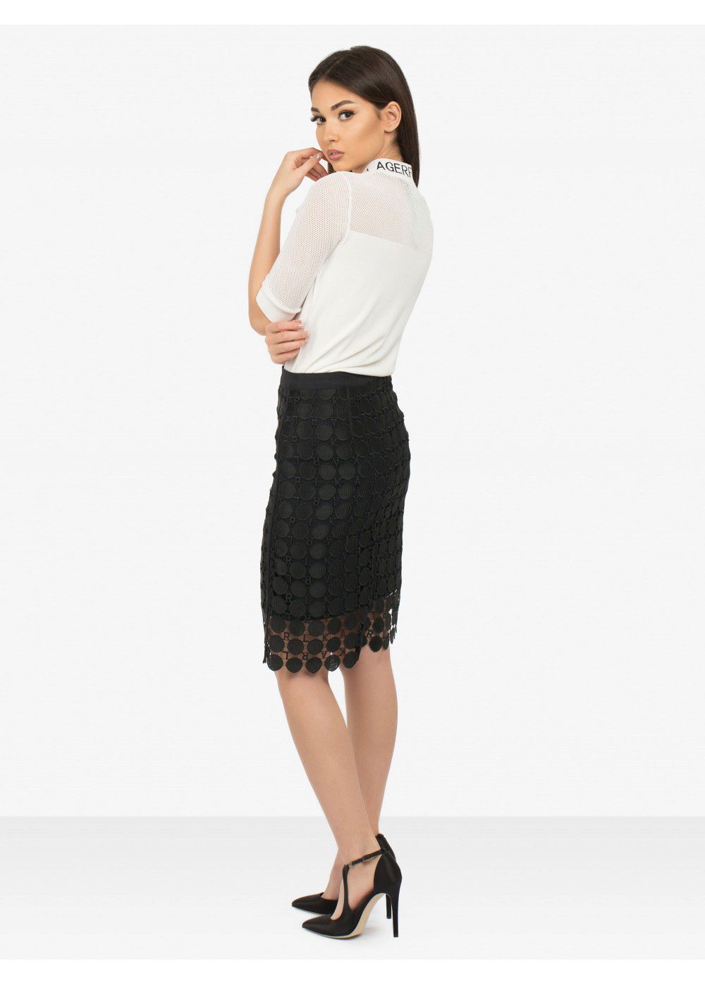 Karl Lagerfeld Circle Logo Lace Skirt
