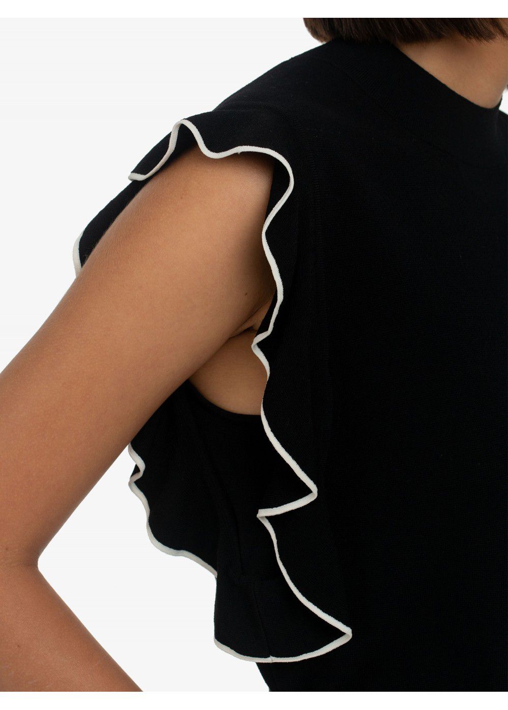 Karl Lagerfeld Colour-Block Ruffle Top in Black