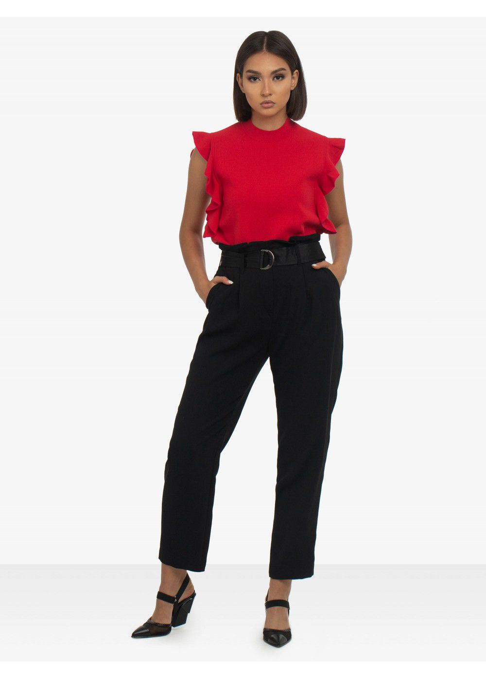 Karl Lagerfeld Colour-Block Ruffle Top