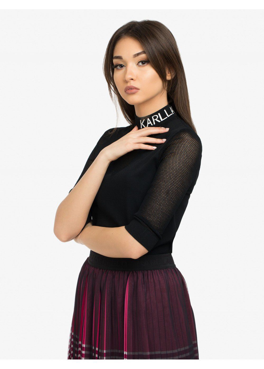 Karl Lagerfeld Logo Mesh Shirt in Black