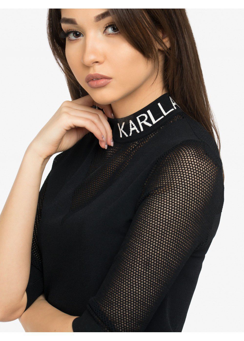 Karl Lagerfeld Logo Mesh Shirt in Black