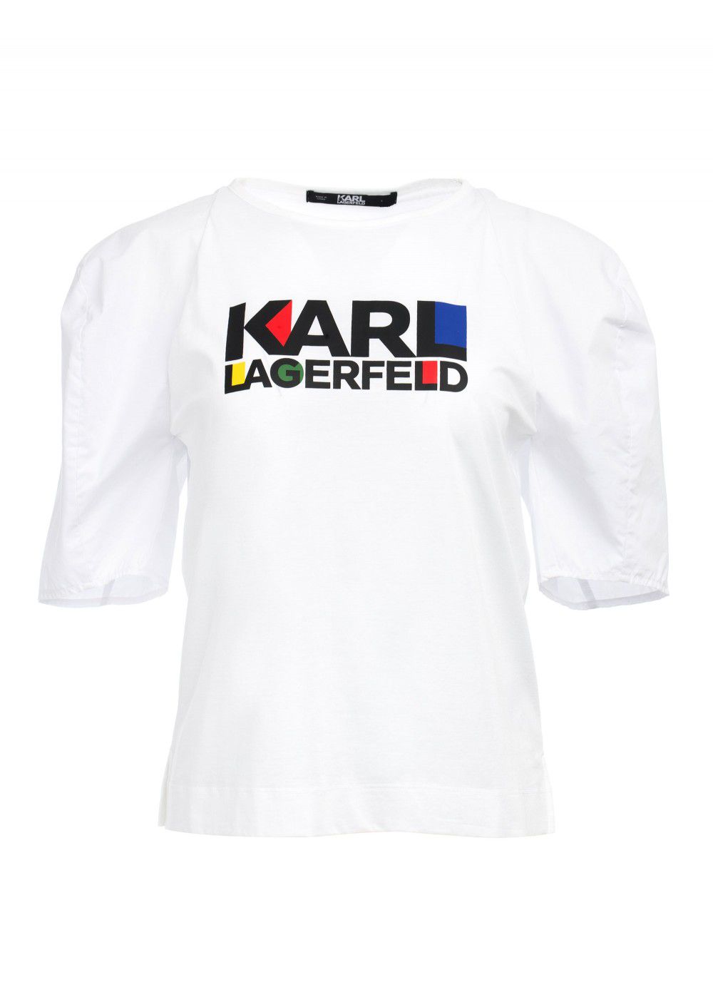 Karl Lagerfeld Puff-Sleeve Bauhaus Top-White