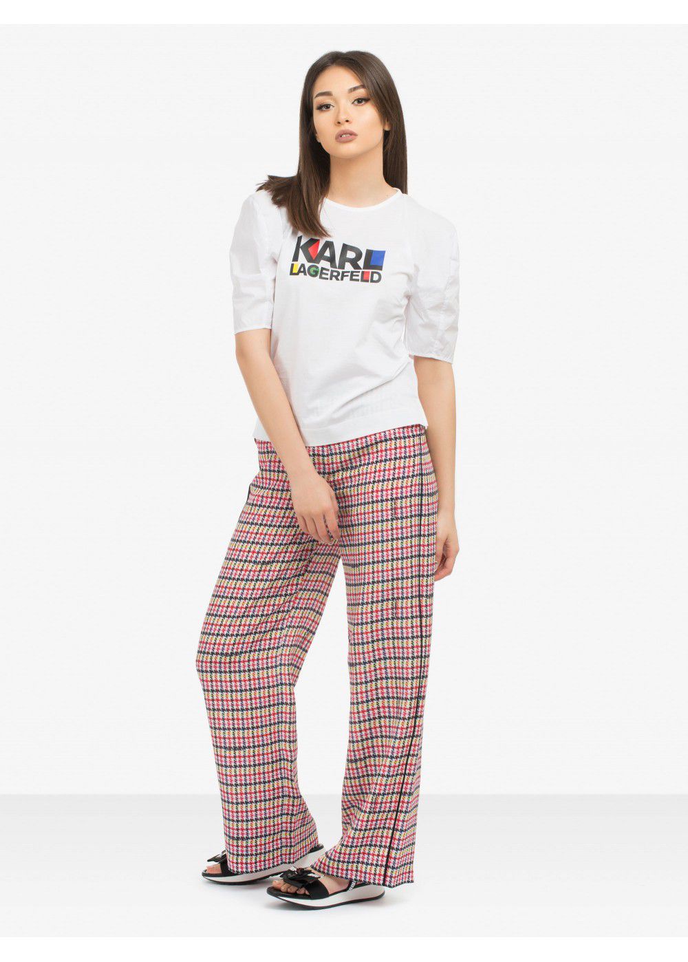 Karl Lagerfeld Boucle Print Silk Trousers