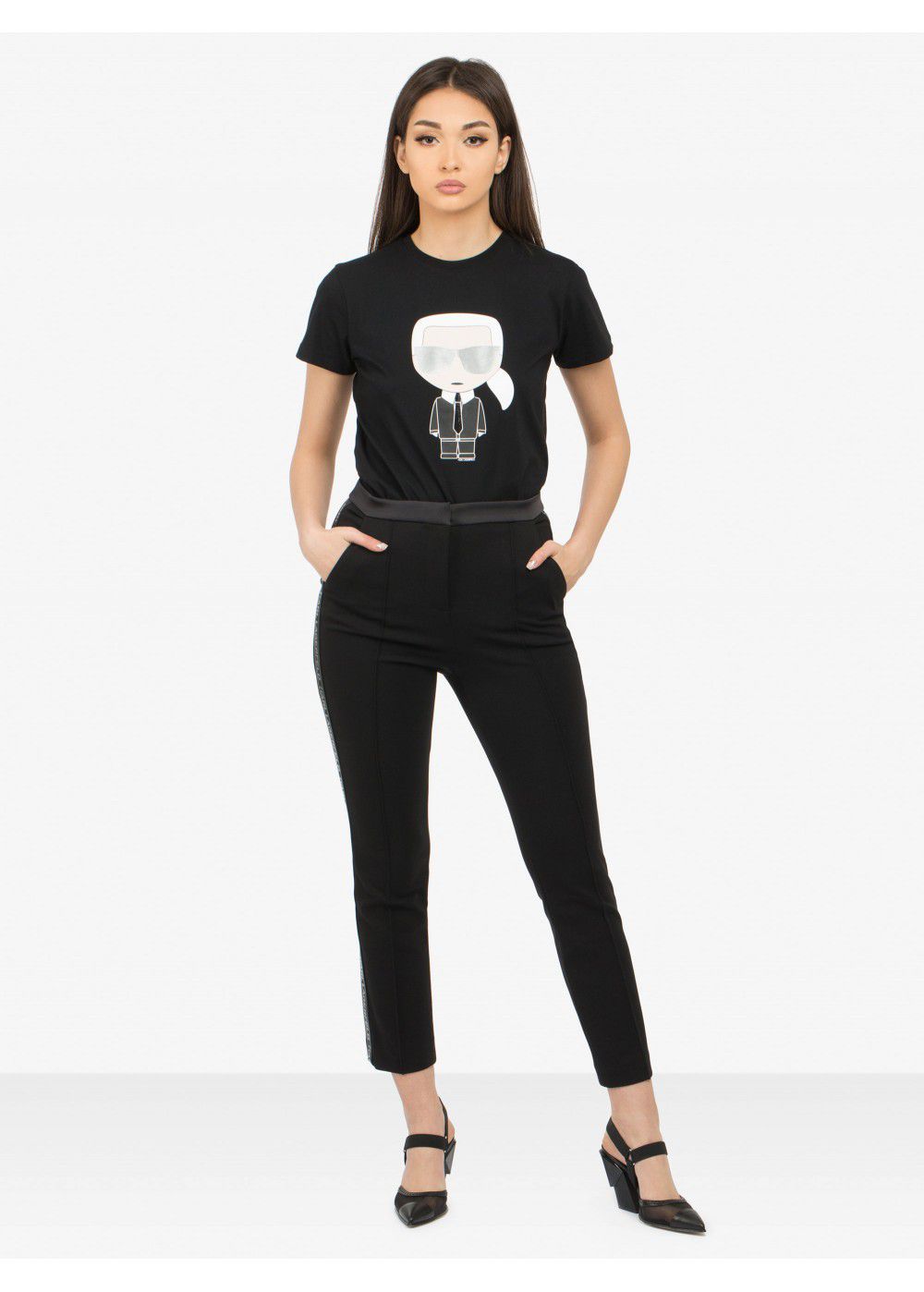 Karl Lagerfeld Slim-Fit Punto Trousers with Logo Tape