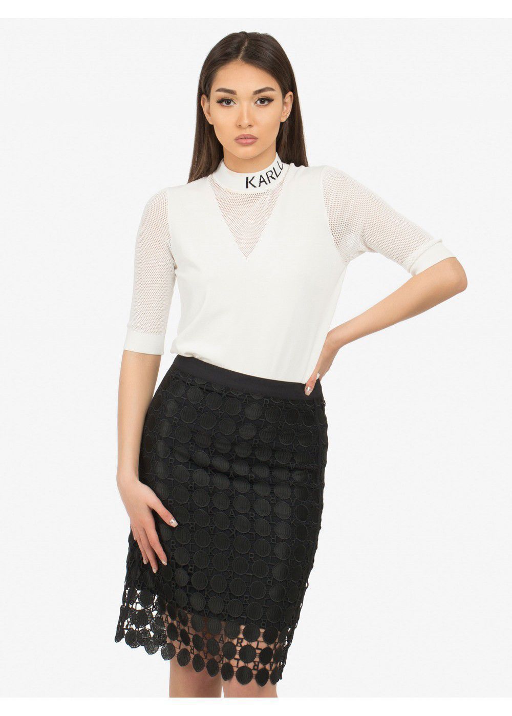 Karl Lagerfeld Logo Mesh Shirt in White