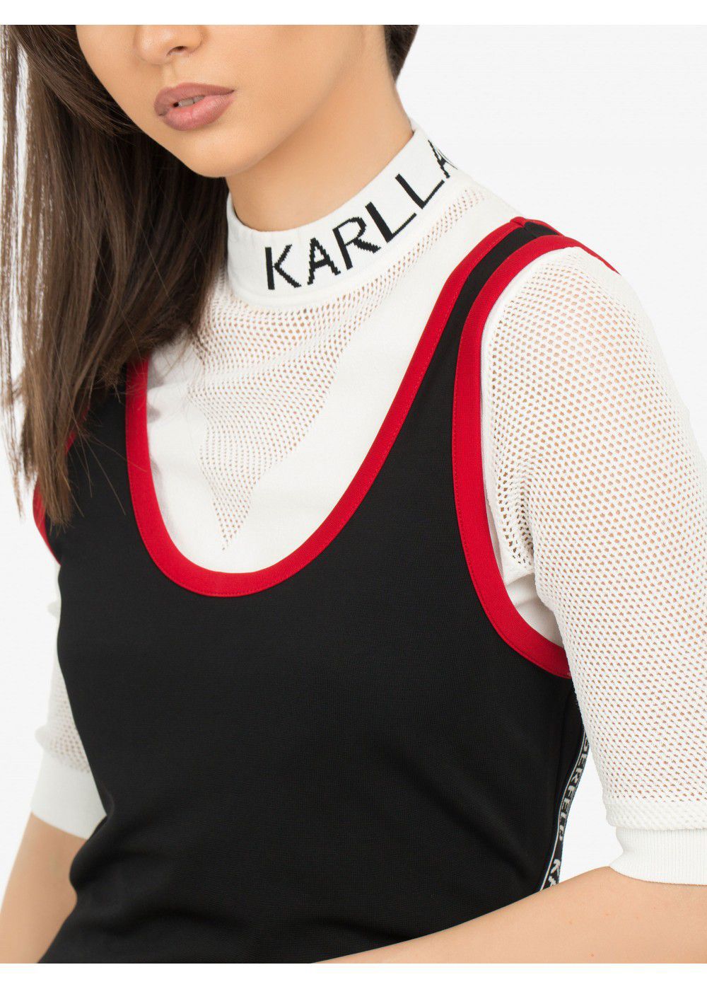 Karl Lagerfeld Logo Mesh Shirt in White