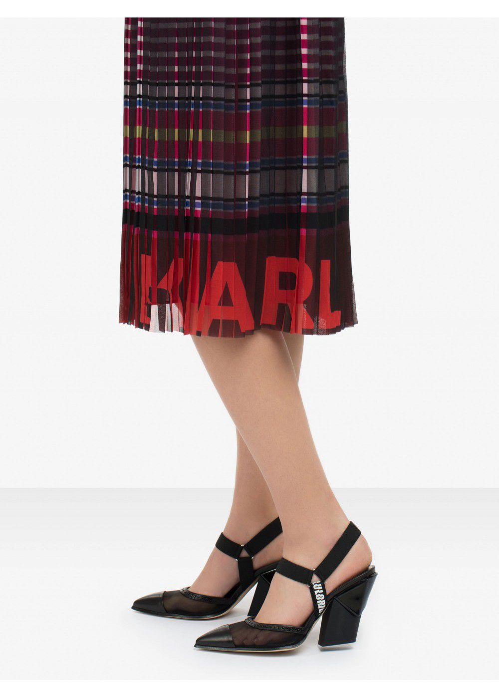 Karl Lagerfeld Striped Pleated Skirt