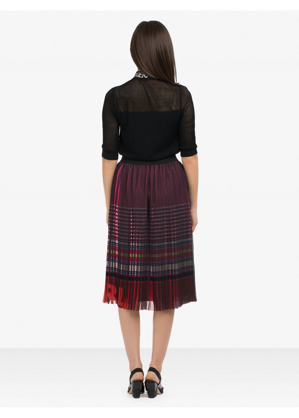 Karl Lagerfeld Striped Pleated Skirt