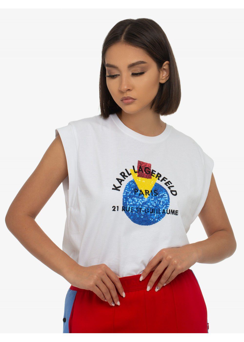 Karl Lagerfeld White Sleeveless T-Shirt