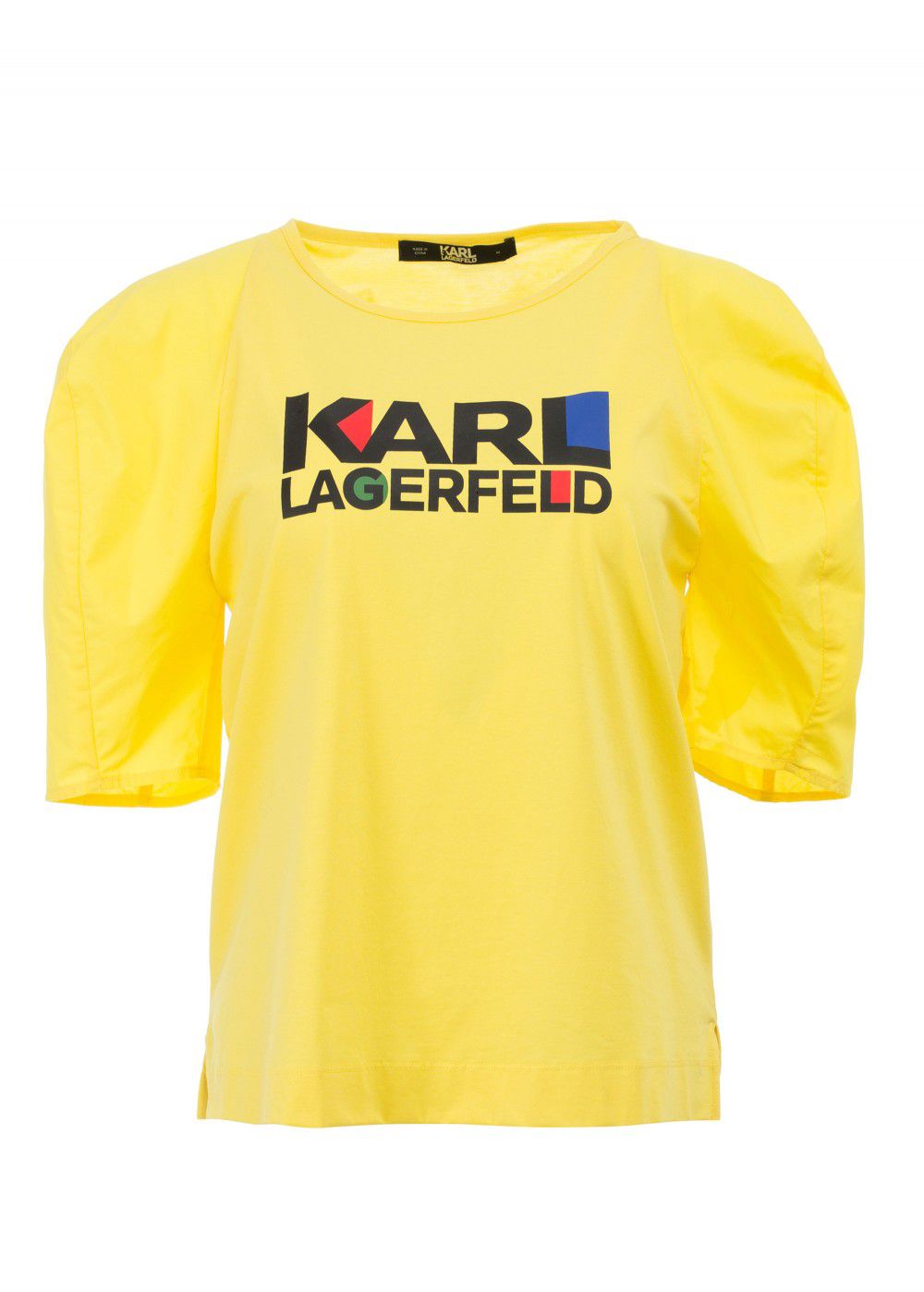 Karl Lagerfeld Puff-Sleeve Bauhaus Top-Yellow