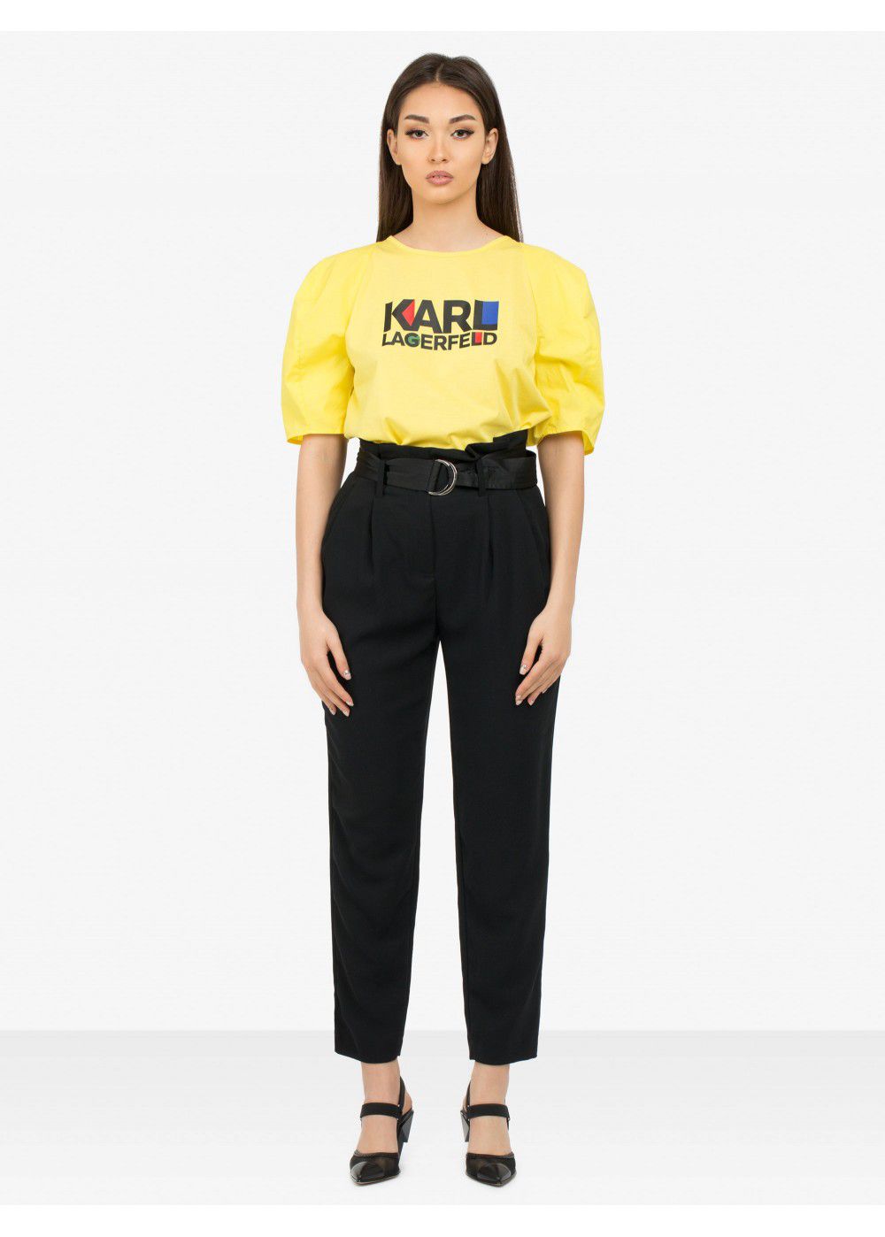 Karl Lagerfeld Puff-Sleeve Bauhaus Top-Yellow