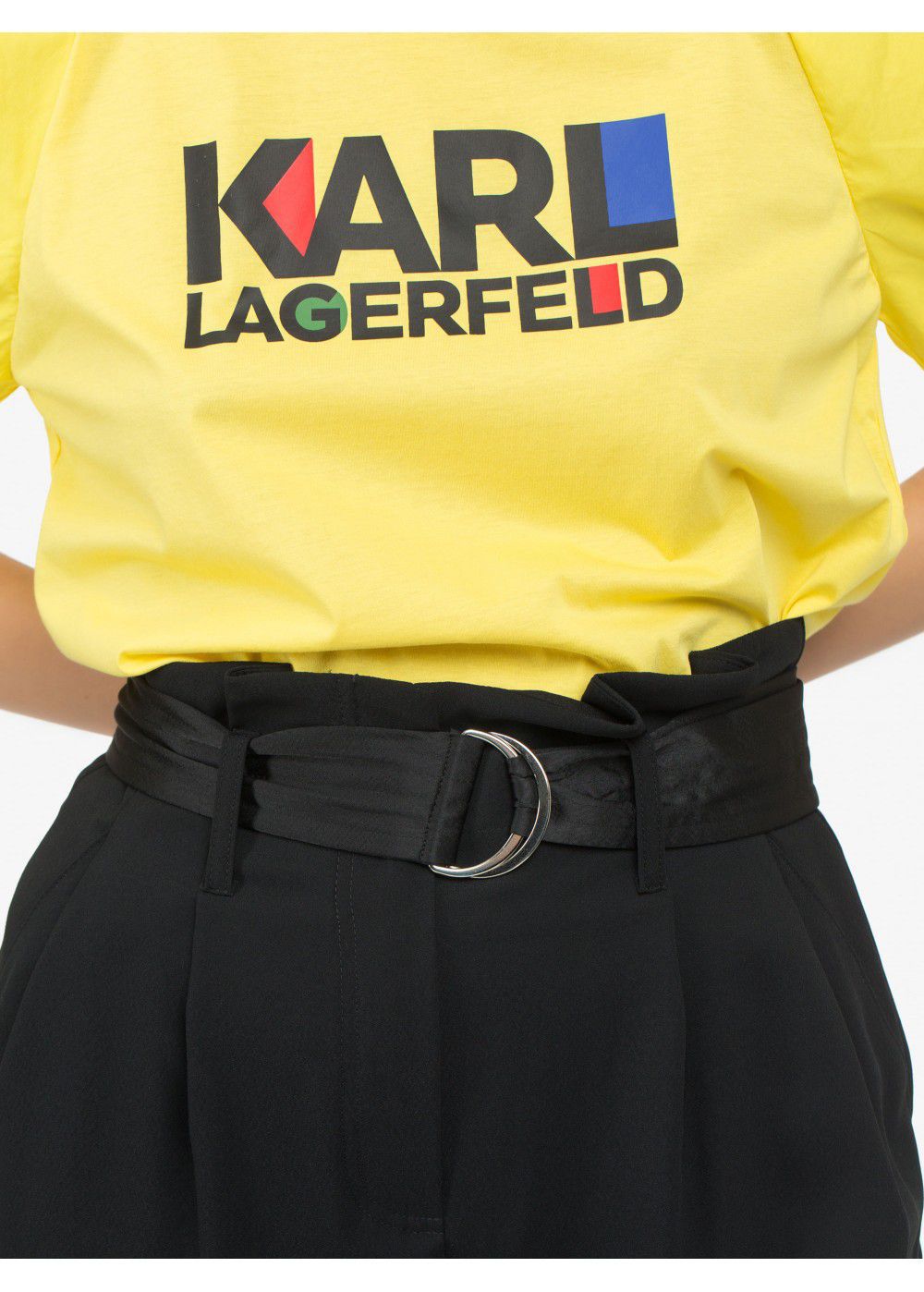 Karl Lagerfeld Puff-Sleeve Bauhaus Top-Yellow