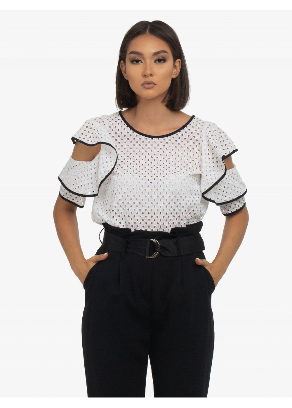 Karl Lagerfeld Broderie Anglaise Top in White