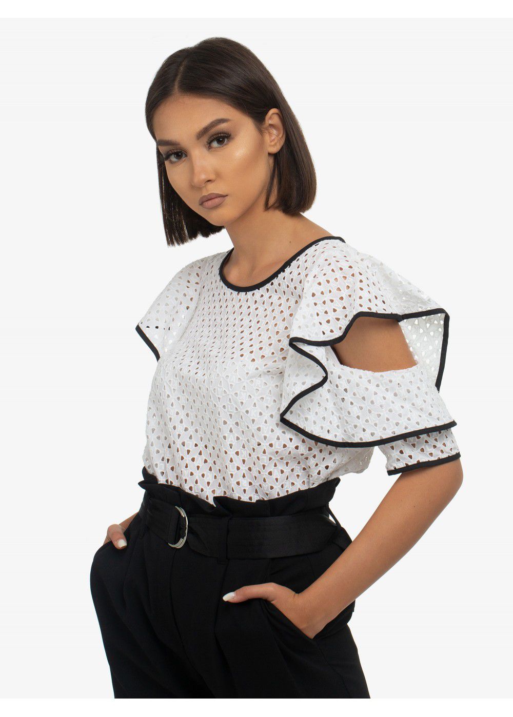 Karl Lagerfeld Broderie Anglaise Top in White