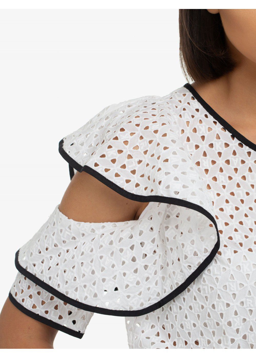 Karl Lagerfeld Broderie Anglaise Top in White