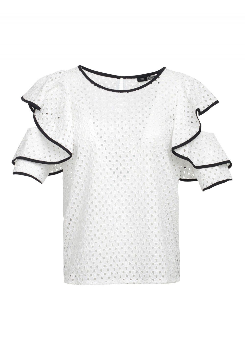 Karl Lagerfeld Broderie Anglaise Top in White
