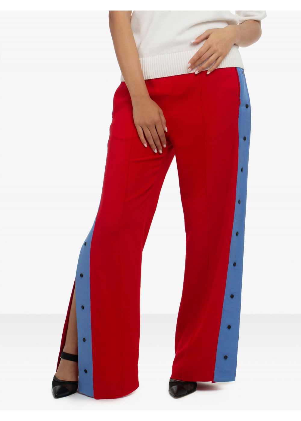 Karl Lagerfeld Wide-Leg Snap Pants
