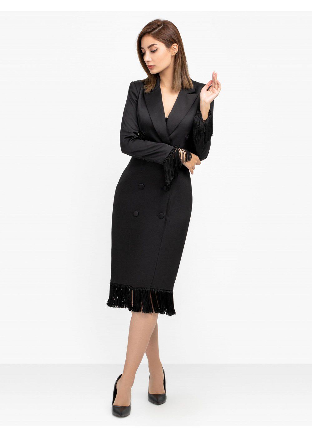 Misha Collection Aspen Tassel Coat Dress