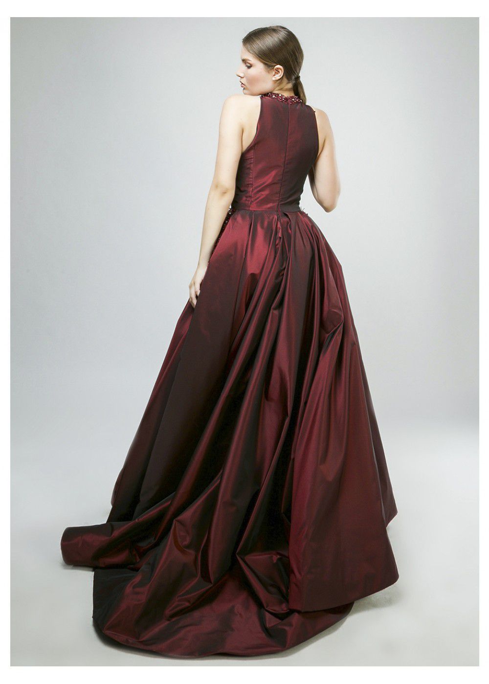 Maleone Bordeaux Dress with Stones