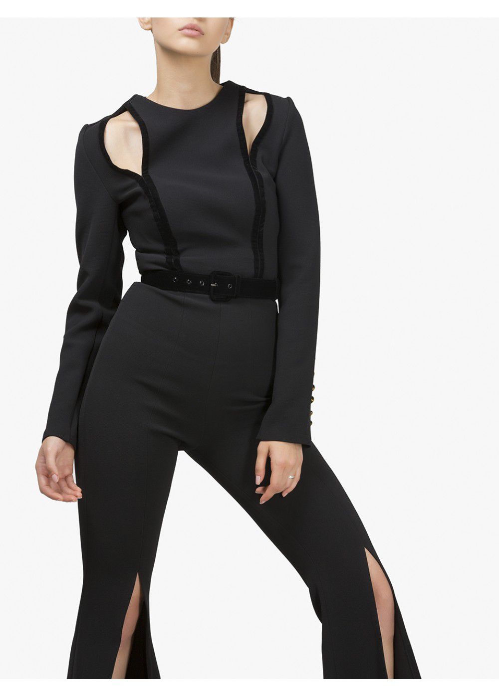 Maleone Jumpsuit with cuts Black