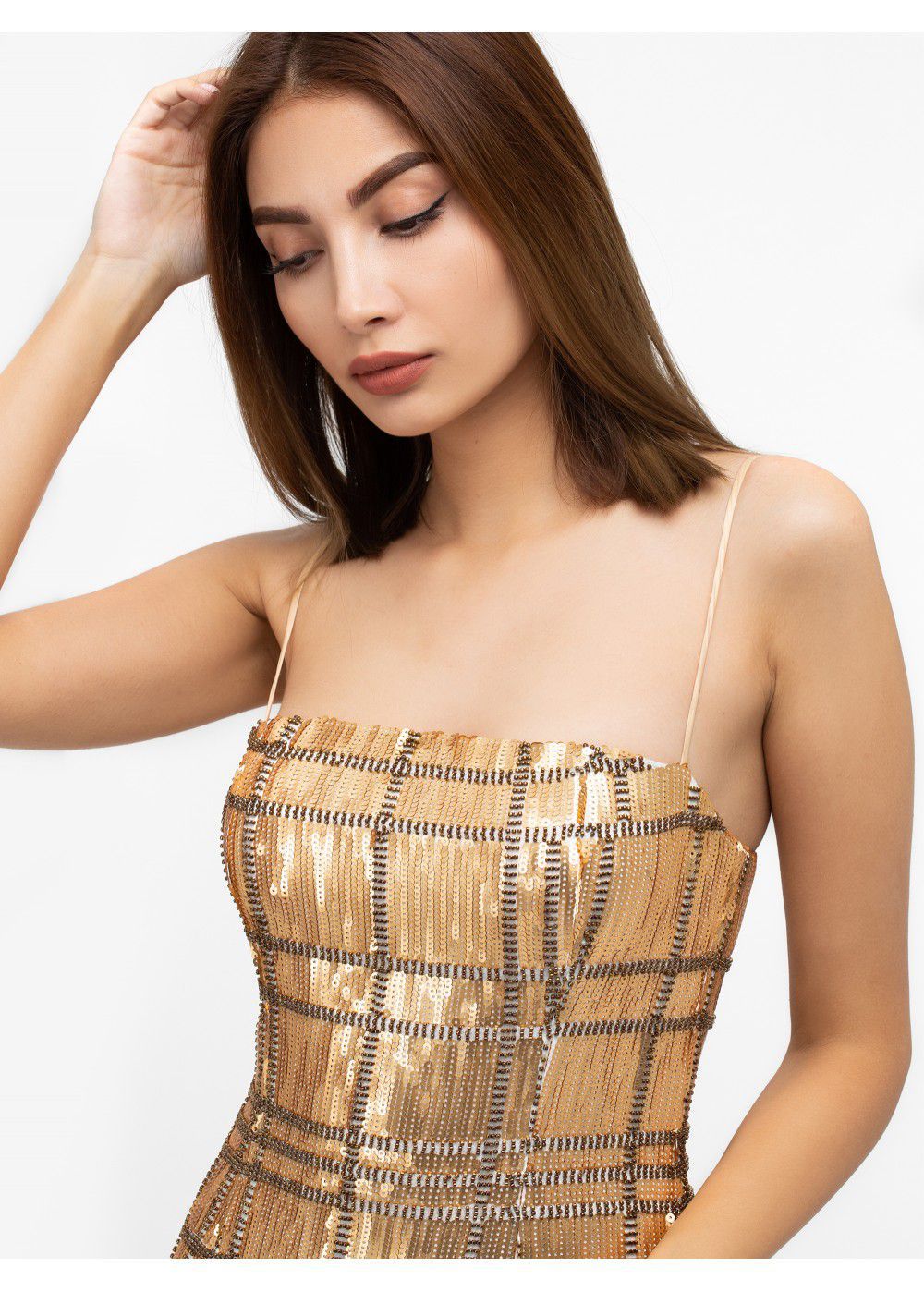 Misha Collection Yvette Sequin Gold Dress